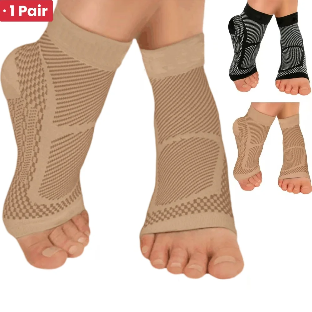 1Pair Sports Ankle Support Brace Compression Sleeve Plantar Fasciitis Sock for Achilles Tendonitis Joint Pain Swelling Heel Spur