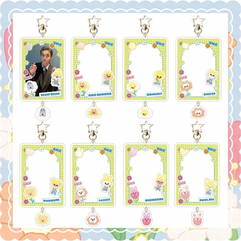

SKZOO cartoon card insertion acrylic photo frame keychain Stray Kids peripheral small card storage pendant accessories fan gifts