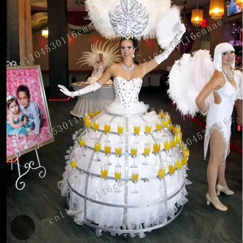 Nightclub Showgirl Vip Bar Service Metal Showgirl Parties Metal Luxurious Champagne Cup Skirt for Party Supplies
