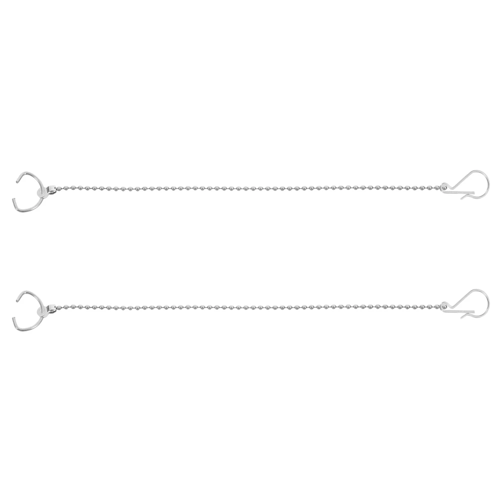 

2 Pcs Flap Chain Stainless Steel Flapper Waterproof Pad Silver Replacement Toilet Handle