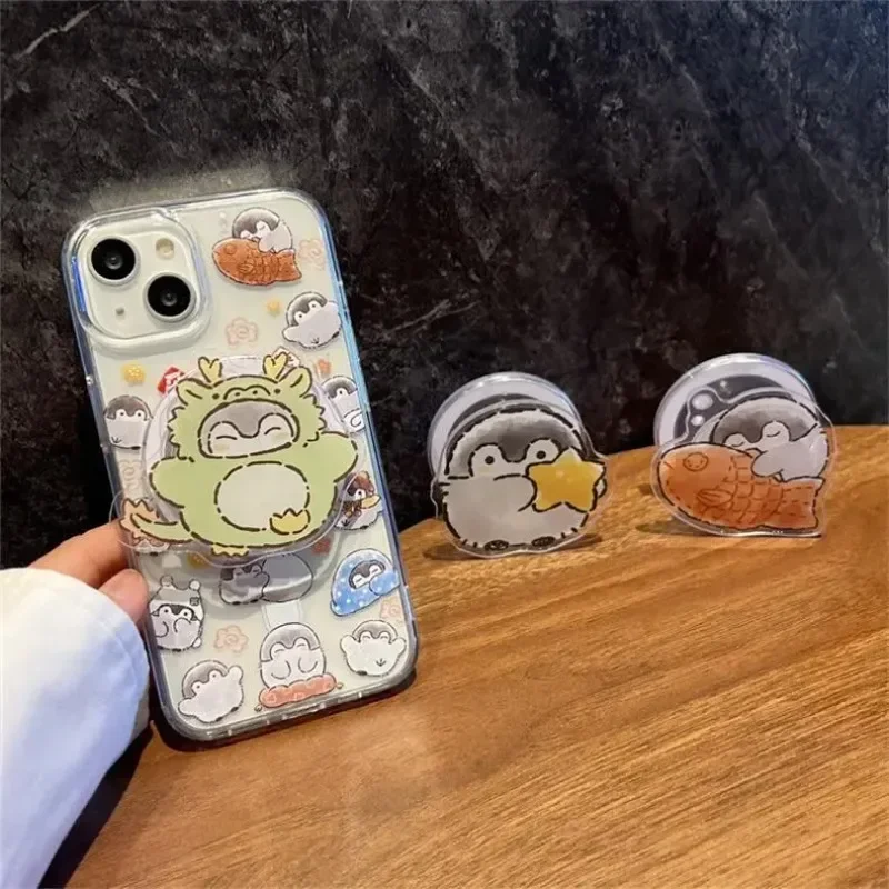 

Korean Beautiful Cartoon Penguin Mobile Phone Stand Supports IPhone Samsung Xiaomi Google Fashionable Magnetic Folding Support