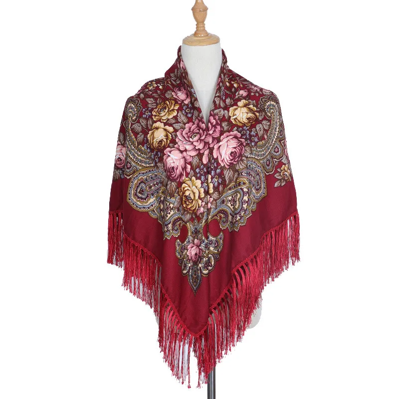 

Ladies Scarf Fashion Streetwear Vintage Shawl Woman Scarves Casual Bohemian Print Hijabs Ethnic Style Tassel Wraps Women Clothes