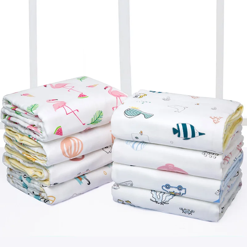 100*150Cm Baby Deken En Grote Mesh Zak Verpakking 6 Layer Hoge Dichtheid Gaas Badhanddoek Kinderen Cover airconditioner Quilt