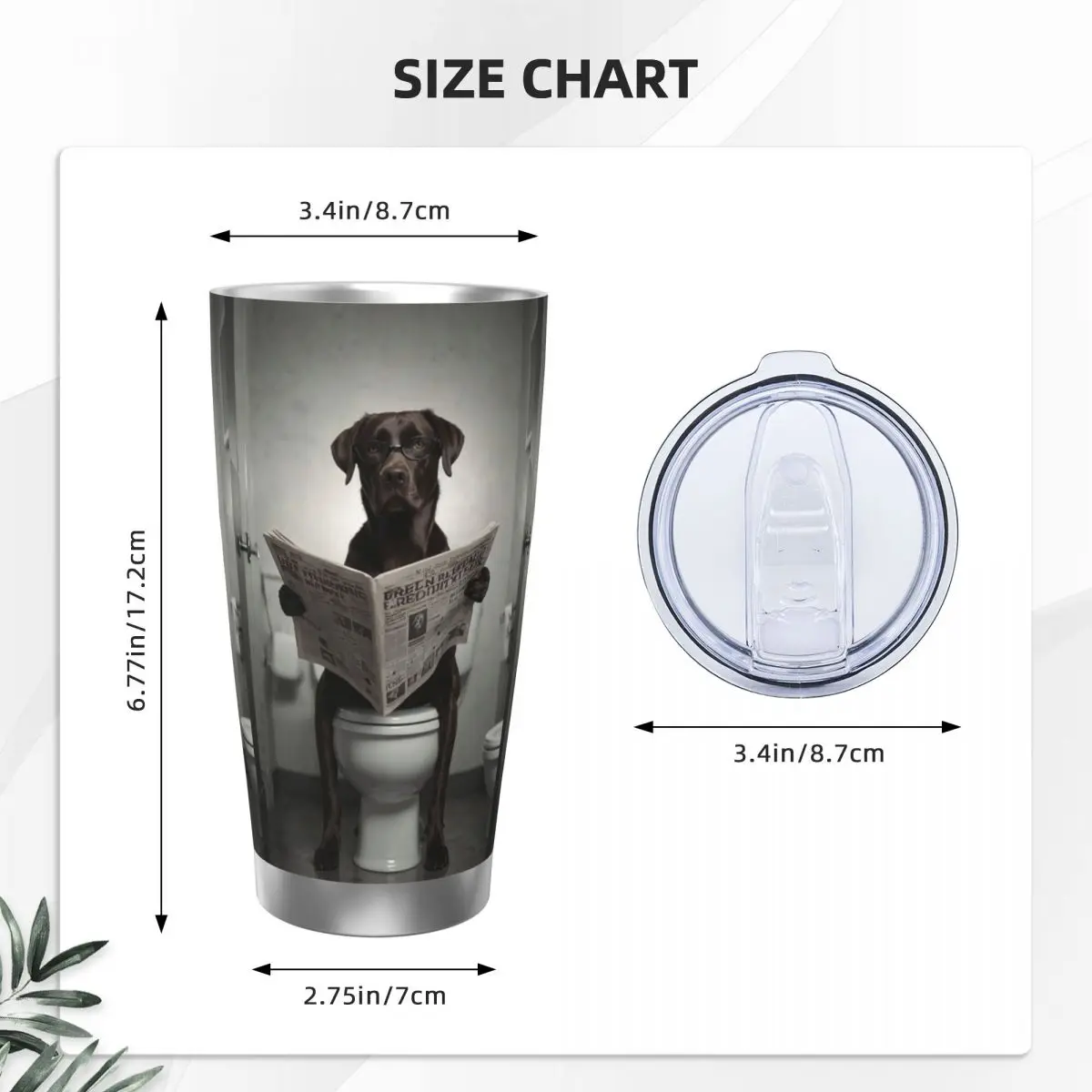 Chocolate Labrador Reading A Newspaper Stainless Steel Tumbler Vacuum Insulated Mug Thermal Cold Cups Straws With Lid 20oz
