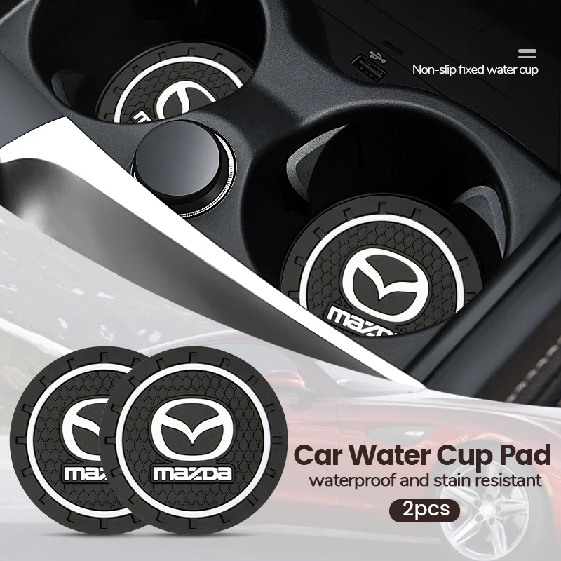 2pcs Car Auto Water Cup Slot Non-Slip Mat Accessories For Mazda 2 3 5 6 Axela Atenza Speed 6 CX3 CX4 CX5 CX7 CX8 CX9 MS Demio