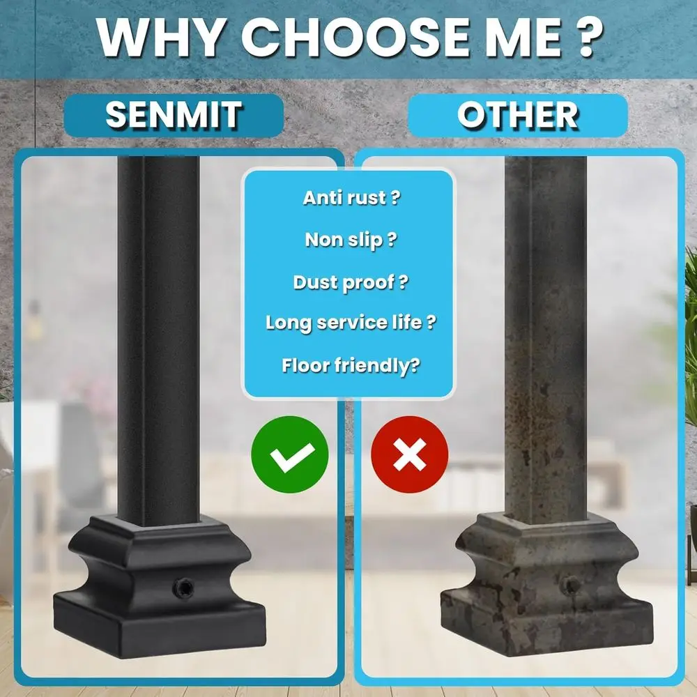 Satin Black Flat Shoe with Screw for 1/2 Square Balusters, 30-Pack