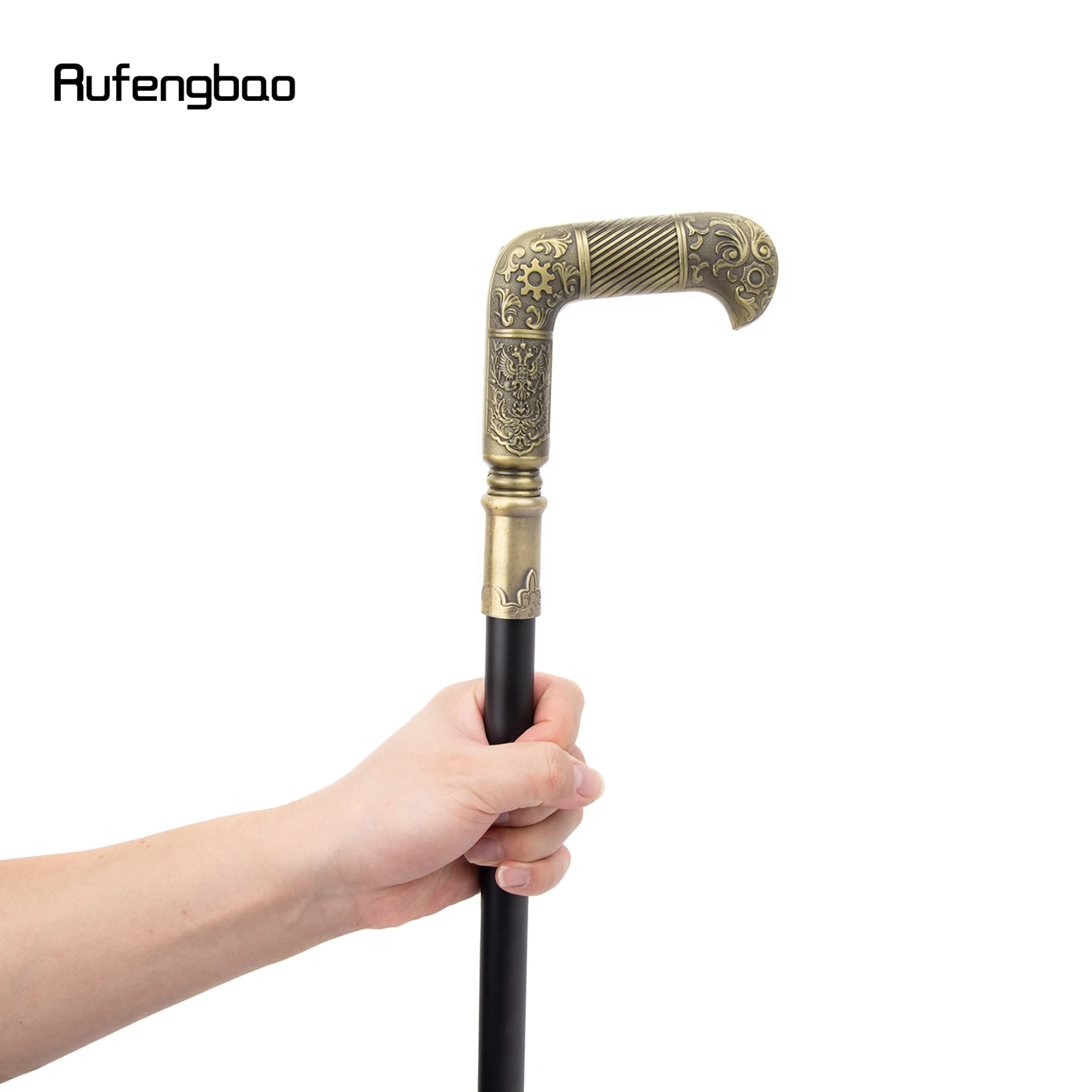 Cobre rússia dupla cabeça águia engrenagem vara festa elegante bengala cospaly cana botão crosier 90cm desempenho palco cana