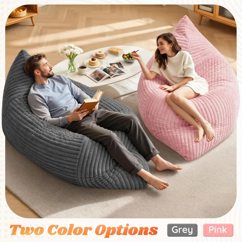 3 in 1 Giant Bean Bag Chair Oversized Convertible Bed Washable Cover Grey