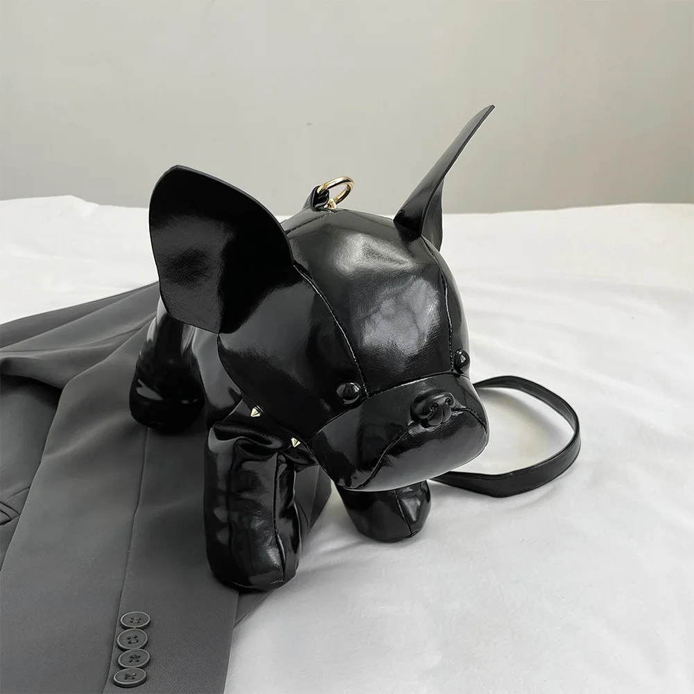 

Shoulder Bag for Men Women Bulldog Shaped Crossbody Bag PU Leather Adjustable Strap Messenger Bag with Zipper for Shoping Travel