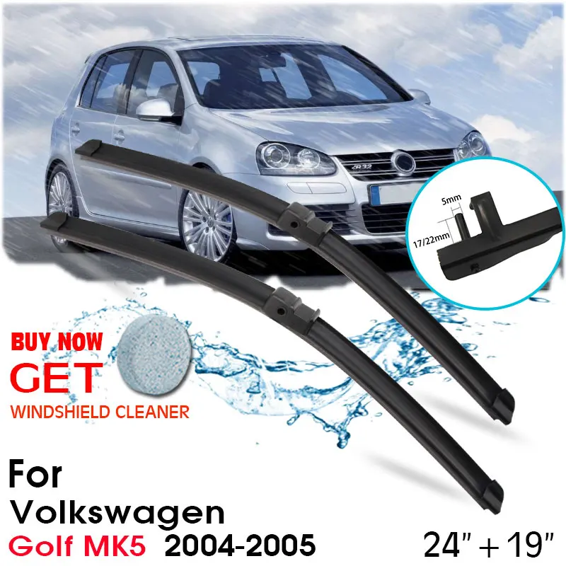 

Car Blade Front Window Windshield Rubber Silicon Refill Wipers For Volkswagen Golf MK5 2004-2005 LHD/RHD 24"+19" Car Accessories