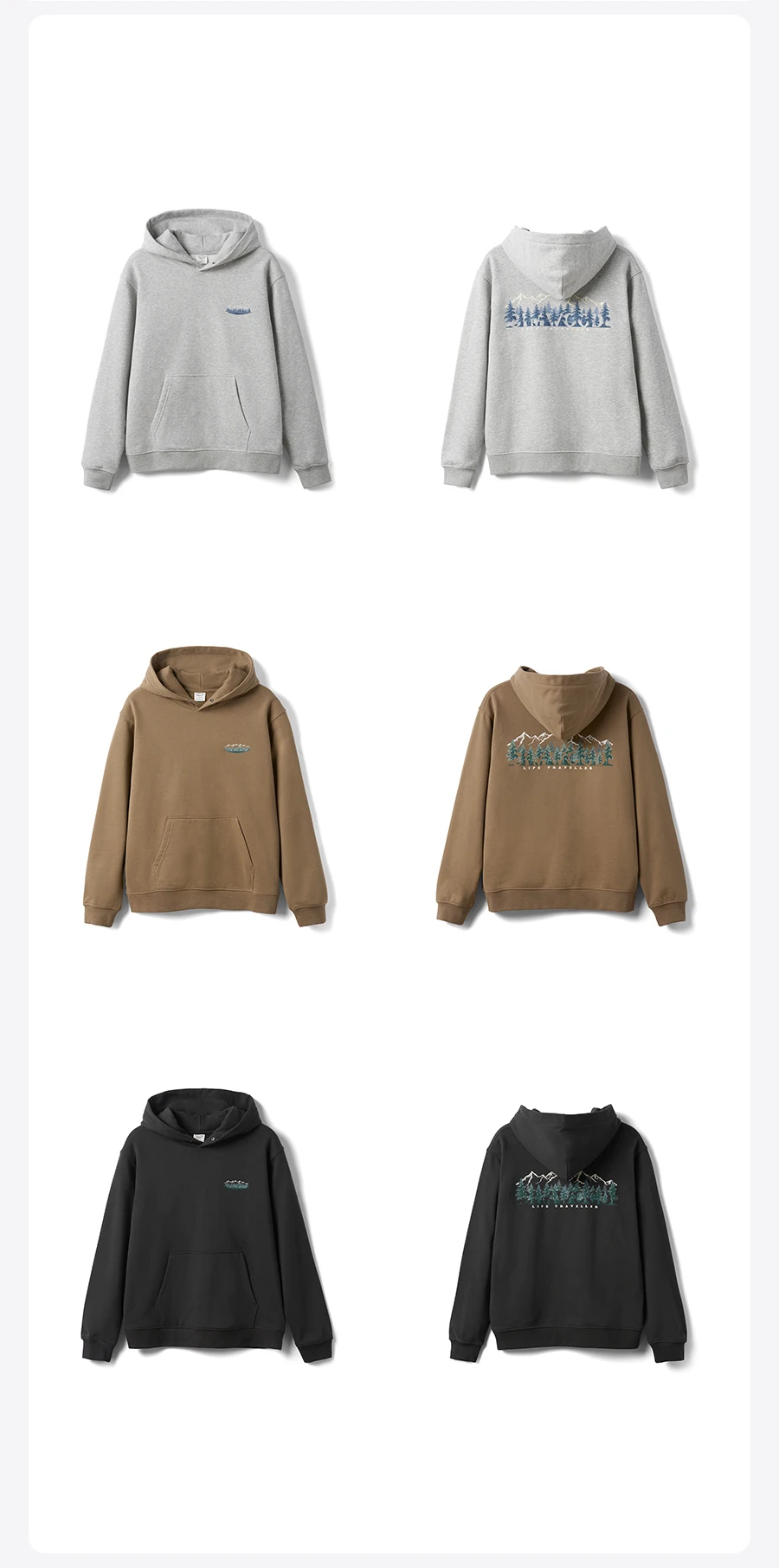 SIMWOOD 2026 Spring New Oversize Back Moutain Print Hoodies Men 340gsm Warm Brushed Lining Fabric Sweatshirts