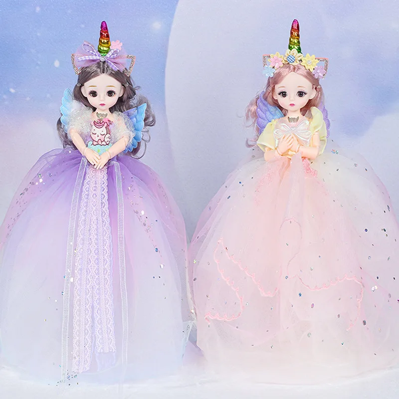 New 32cm Cute Unicorn Wedding Girl Princess Doll Kawaii Bjd Dolls 23 Joints Movable Girl Play house Toy Birthday Gift