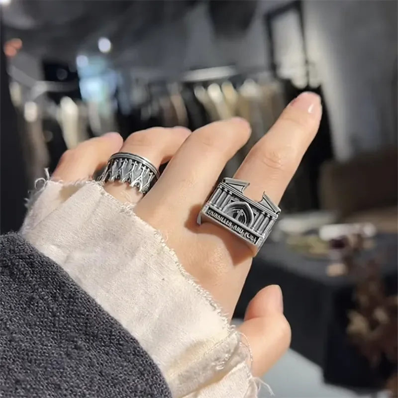 

Fun and Cute Style Gun-black Color Fine Carving The Palace of The Cross Ring UNISEX Sincere Faith Casual Daily Versatile Ring