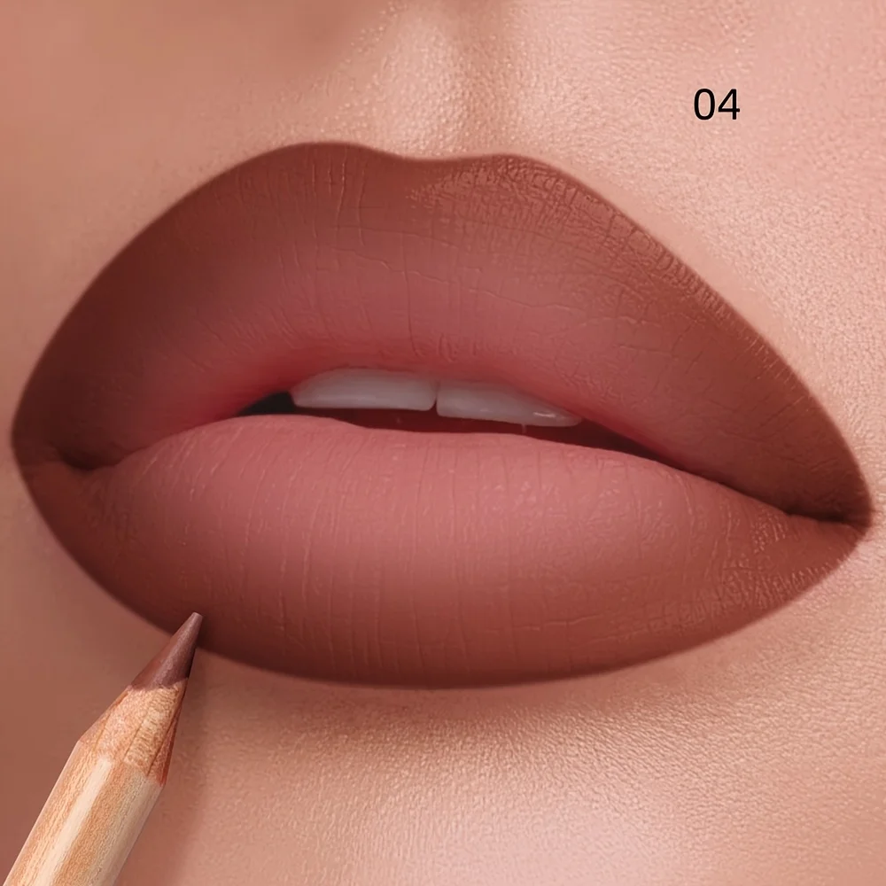 Matte Nude Lip Liner Pencil, Waterproof Long Lasting High Pigment Formula, Smooth Precise Lip Shape & Glossy Lip Effect