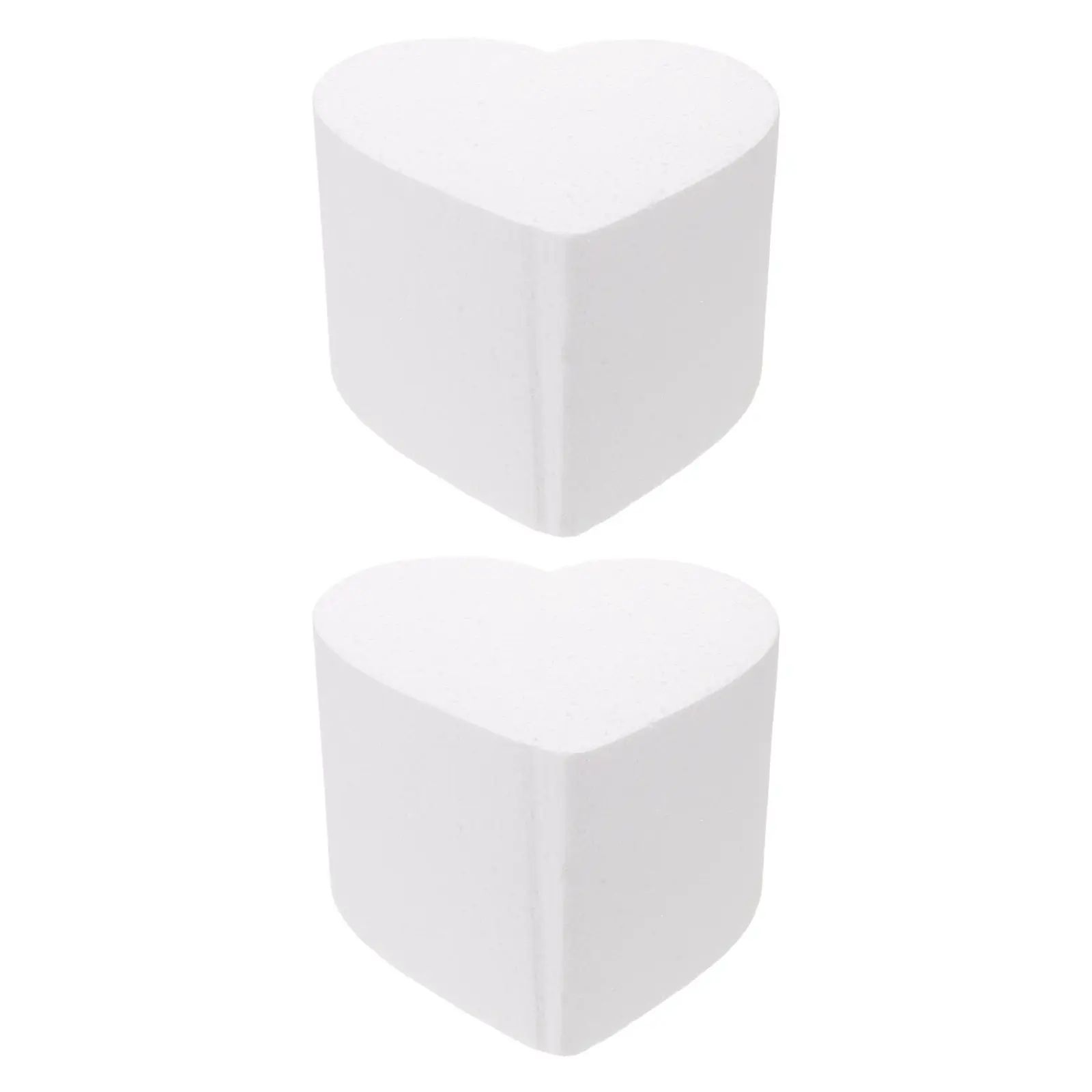 2Pcs Heart Shape Foam Cake Dummy 6In 15Cm White Fake Cake Decorating Practice for Valentine Wedding Shower Display