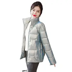 Chaqueta acolchada de algodón para mujer, abrigo corto de talla grande, versión coreana, holgado, a la moda