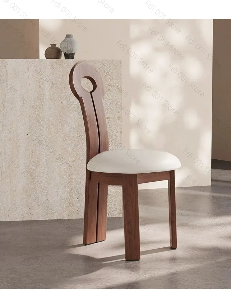 

French solid wood dining chair medieval mermaid key chair backrest retro wabi sabi designer restaurant makeup stool