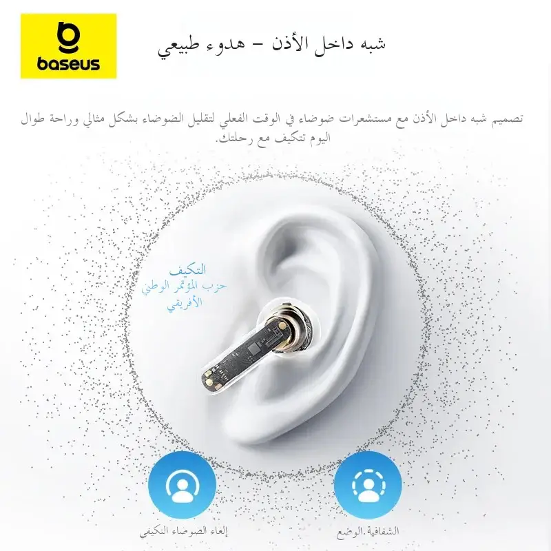 سماعات أذن لاسلكية بيسوس باس BS1 NC -40dB تكيف في الوقت الفعلي ANC بلوتوث 6.0 سماعات أذن شبه مفتوحة LDAC صوت عالي الدقة 6 ميكروفون AI ENC - 2