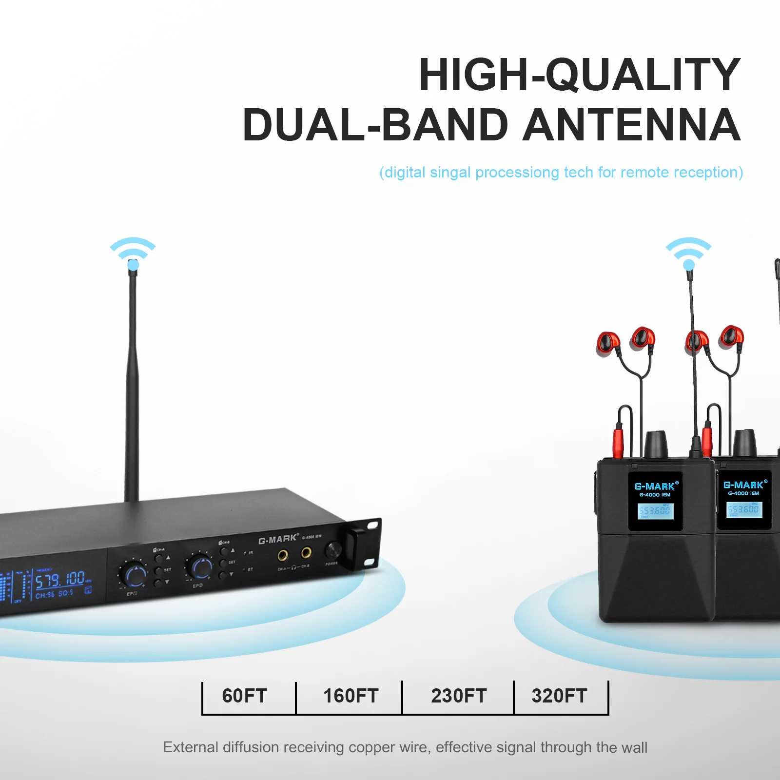 Grosir Cina G-MARK G4000 IEM beberapa penerima Monitor De Audio Profesional Wireless In Ear Monitor sistem untuk tahap