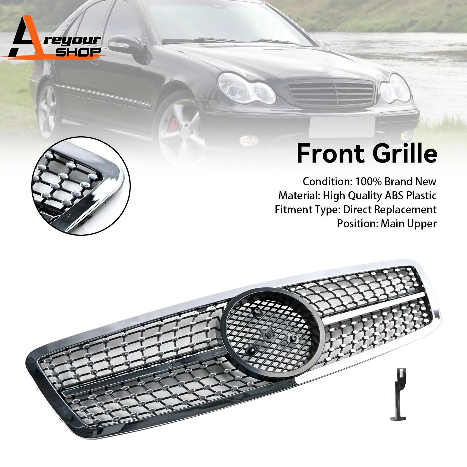 

Front Bumper Kidney Grille Grill Fit for Mercedes W203 C230 C320 C240 2001-2007