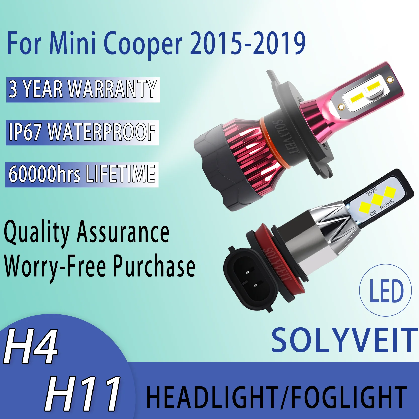 

Shockproof Plug and Play Long Life Easy Fit waterproof H4 H11 LED HEADLIGHT FOGLIGHT FOR Mini Cooper 2015 2016 2017 2018 2019