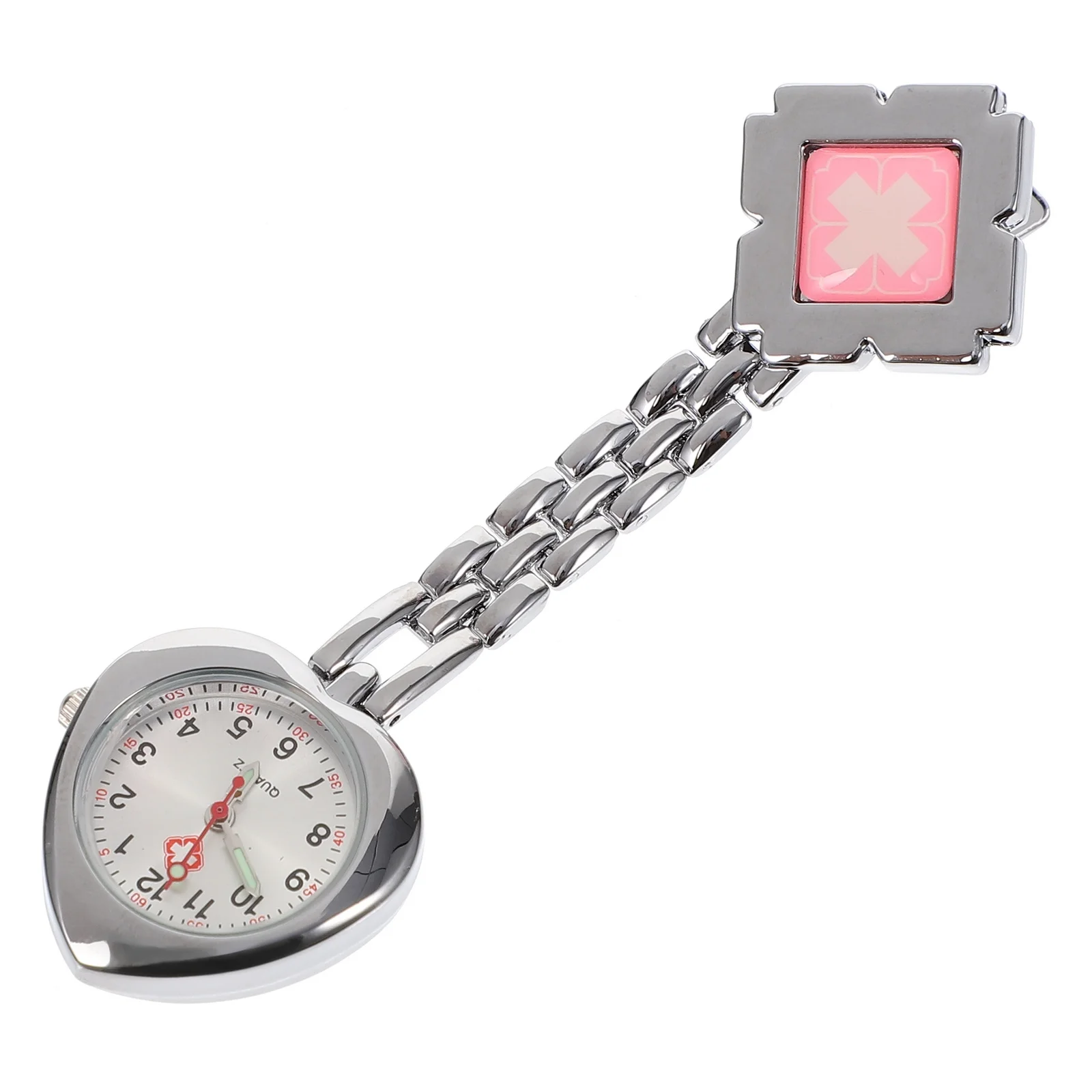 1Pcs Heart-Shape Medical Chest Watch Elegant Nurse Hanging Watch Simple Practical Quartz Movement Durable Design
