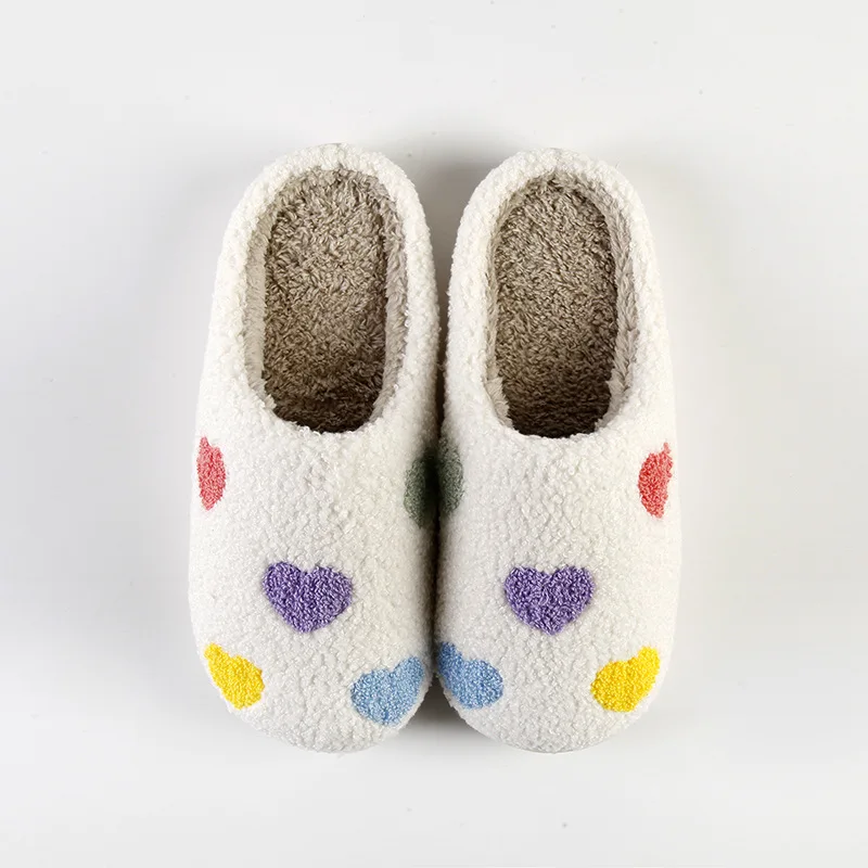 Women's Cute Small Heart Design Slippers Multicolor Winter Home Shoes Romantic Love Comfy Flat Girl Friend Gift Houseshoes