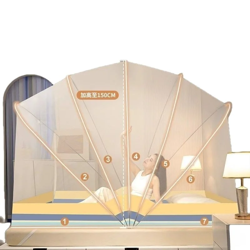 

New Folding Mosquito Net Bedroom Installation-free Yurt Anti-drop Children Anti-drop Bed Net Full Cover