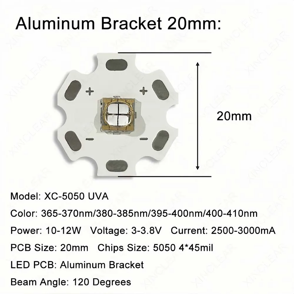 10W 12W Deep UV SMD5050 LED Chips UVA 365nm 370nm 380nm 395nm 410nm Diodes With 16mm 20mm Plate For Mosquito Trap Solidification
