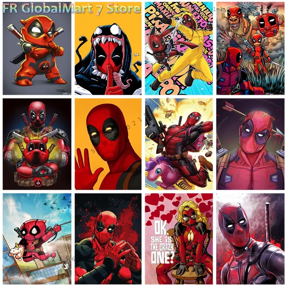 Diamond Painting Anime Diamond Painting Marvel Spoof Deadpool American Comics Wall Art Posters And Prints Gifts Home Deco Fram
