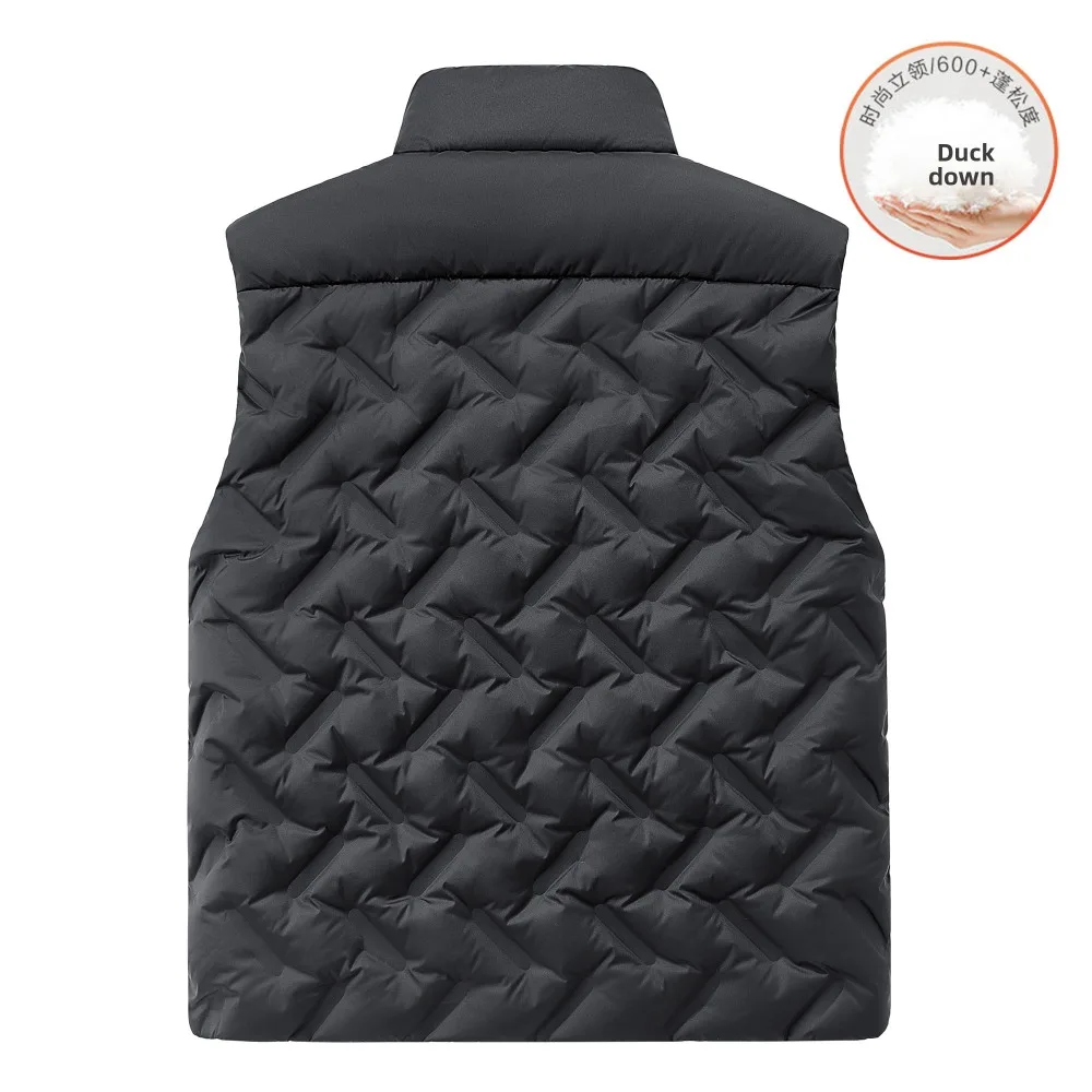 Down Vest for Autumn Winter New Diagonal Zipper Stand Up Collar Vest Men Women Lightweight Warm Vest Jacket 90 Duck Down Jacket