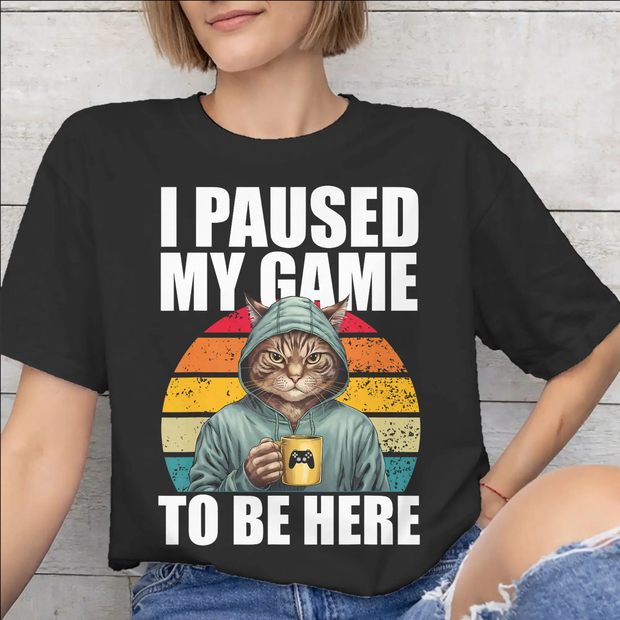 I Paused My Game To Be Here Accessories Unisex T Shirt Pure Cotton Tee Printed  Tops T-shirt