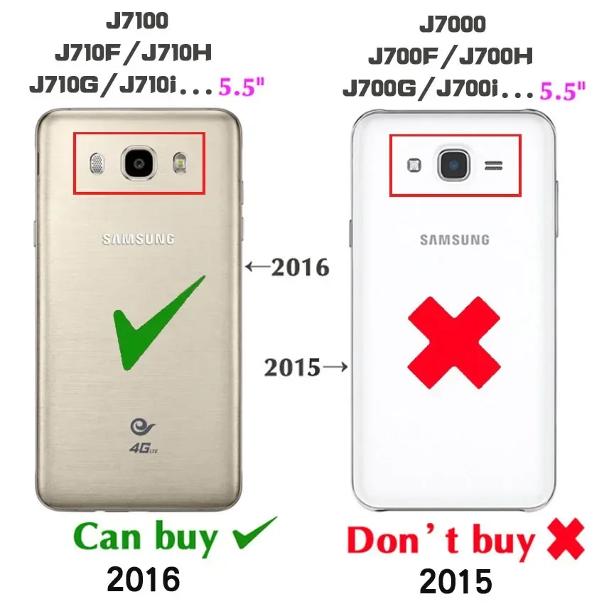 Slim PU Leather  Wallet Case Flip Cover With Card Holder Phone Back Cases For Samsung Galaxy J7 2016 J710 J710F J710H J710M