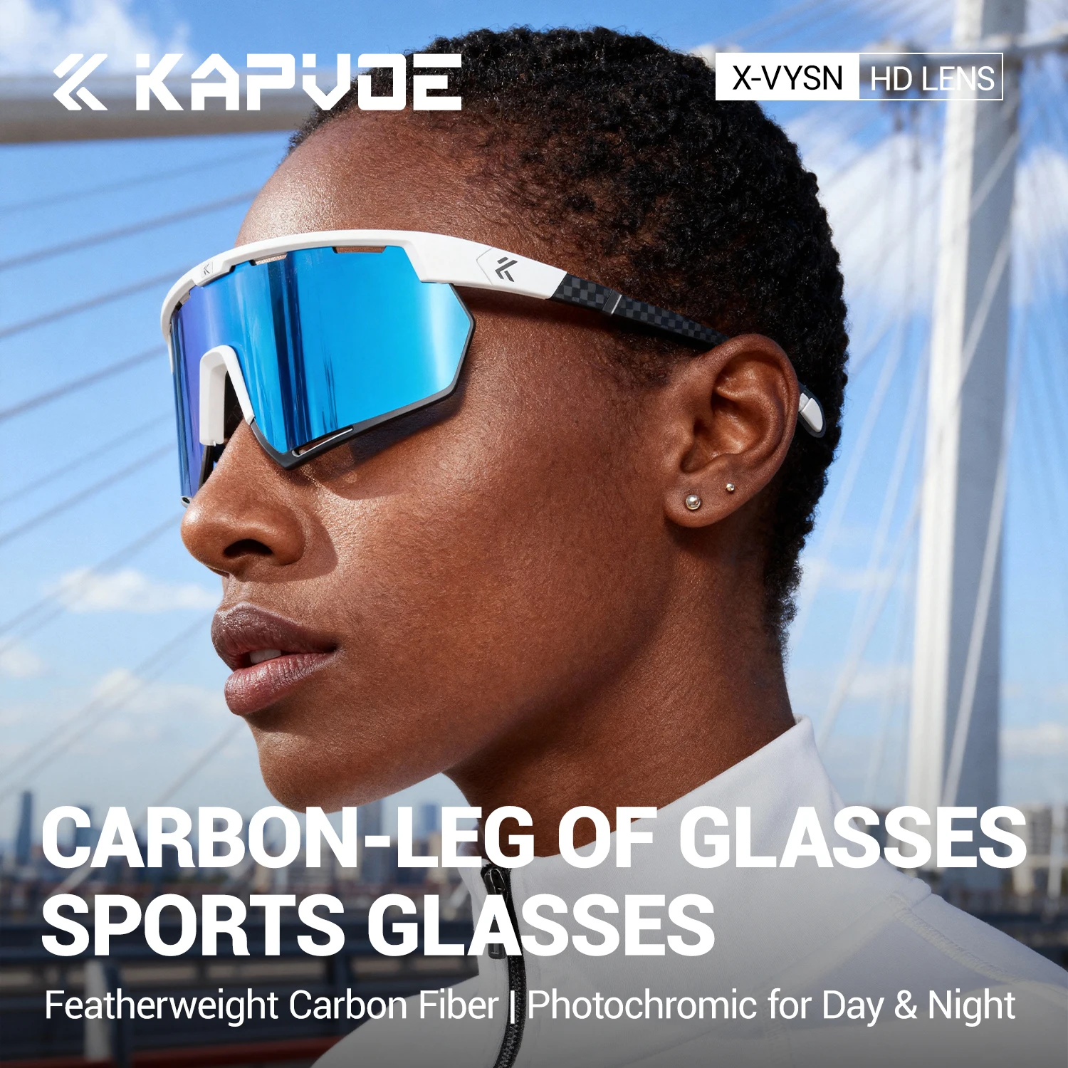 Kapvoe New Carbon Fiber Sunglasses Lightweight Driving Shades Photochromic Cycling Glasses Hiking Eyewear UV400 Sports Eyewear