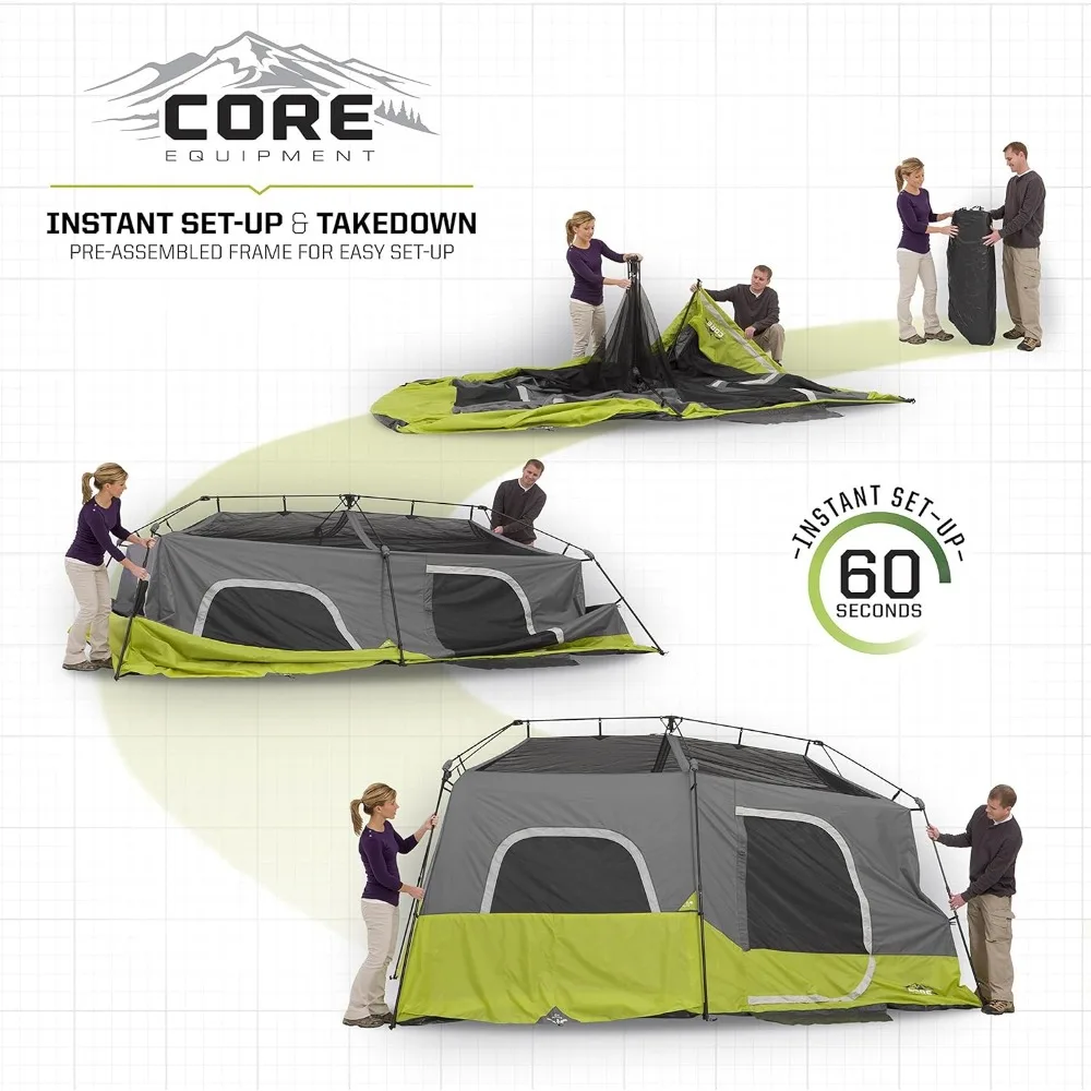 9-persoons Instant Cabine Tent - 14 'X 9', Groene Kampeertent