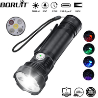 BORUiT ET28 Multicolor UV LED Flashlight 2000LM Super Bright Type-c Rechargeable Torch Waterproof Camping Fishing Lantern