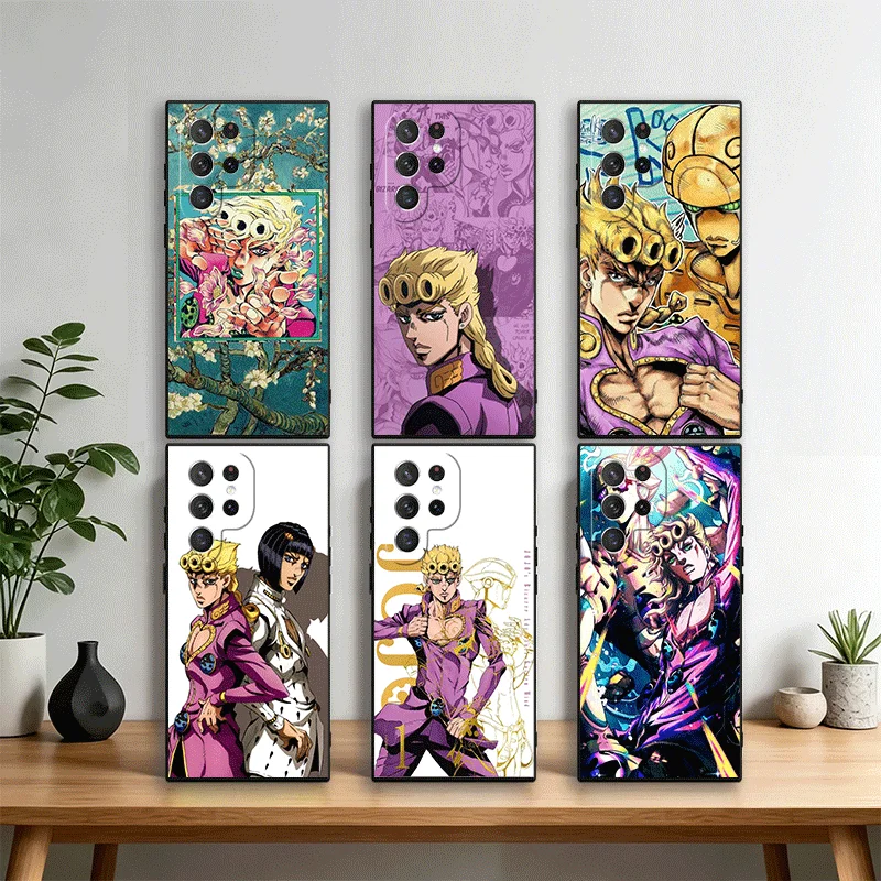 JoJo Adventure Giorno Giovanna Phone Case Cover for Samsung Galaxy S22 S23 Plus S24 FE S25 Edge S26 Ultra S20 S21 + Black Soft S