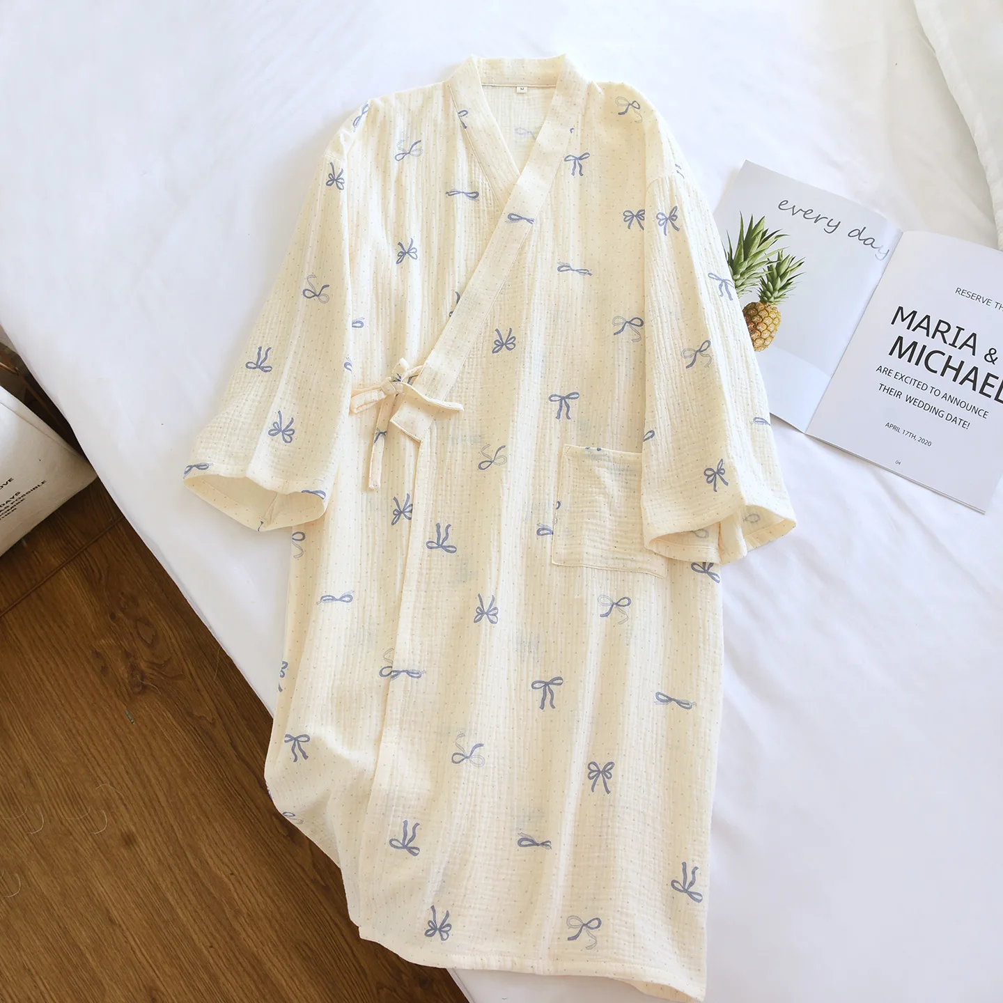 Women's Summer Half Sleeve Cotton Thin Large Size Bath Kimono Robes Medium Length Pajama Women Bathrobes