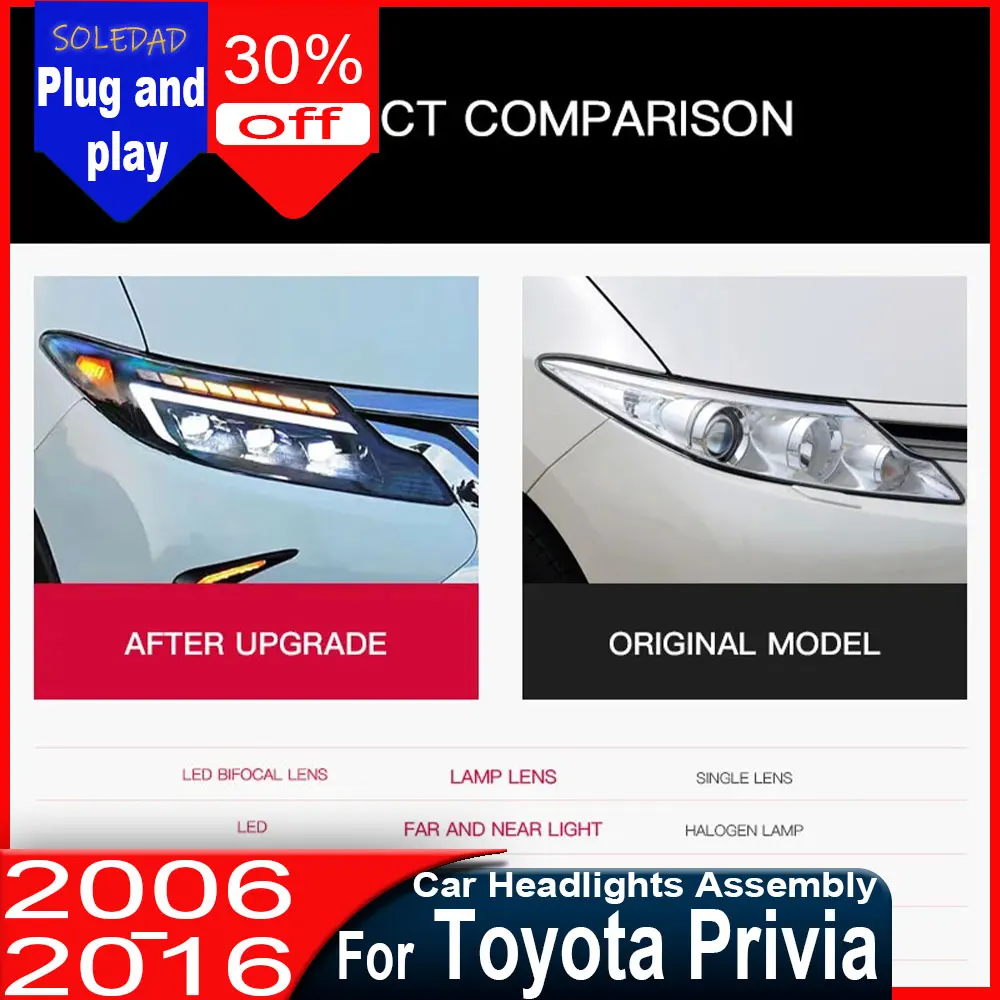 

Автомобильные фары для Toyota Privia 2006-2016: Светодиодные проекционные фары, дневные ходовые огни, автомобильные аксессуары