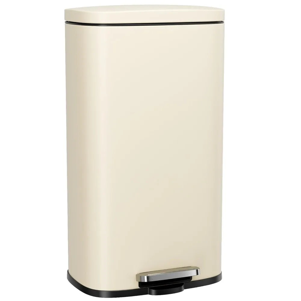 

8/13.2 Gallon Step Trash Can, Stainless Steel, Soft-Close, Fingerprint-Proof, 30L, Beige