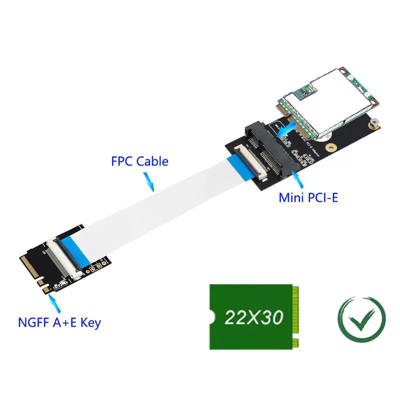M.2 NGFF Key A E A+E 변환 카드(FFC 케이블 포함) 미니 PCI-E 어댑터 PC 컴퓨터 SSD 하드 드라이브 커넥터