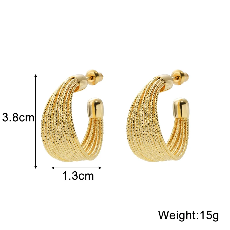 2024 New Wide C-shaped Women\'s Dangle Earrings Gold Color Metal Geometric Statement Female Punk Fashion Ear Decoration new in