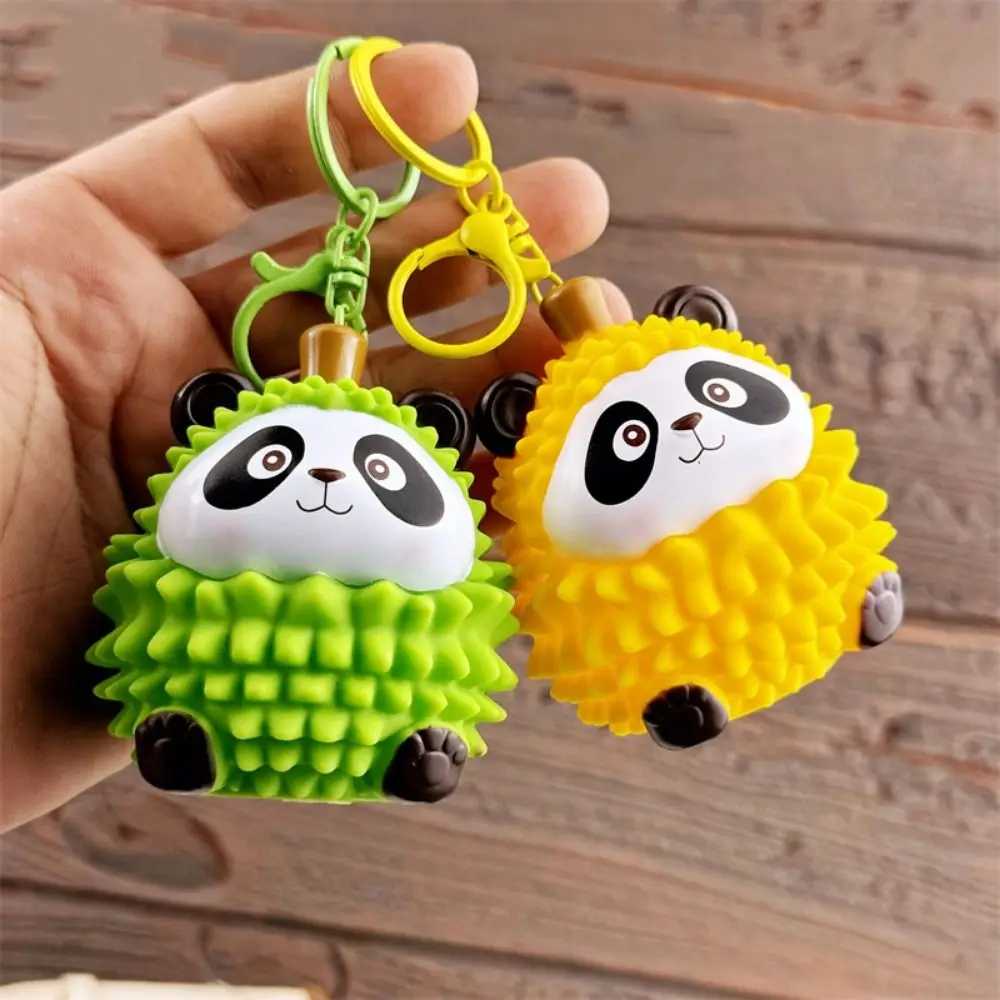 Panda Animals Luminous Durian Key Ring Funny Durian Panda Fruit Series Model Keychain Plastic Creative Small Night Light Pendant