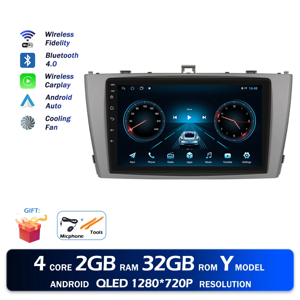 Android 16 QLED 2000*1200 P Voor Toyota Avensis T27 2008-2015 GPS Navigatie Multimedia Speler Auto draadloze CarPlay WIFI 4G