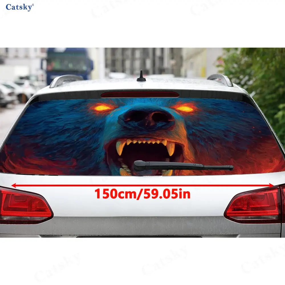 Flame Roar Blue Bear PVC material self-adhesive waterproof car rear window sticker, easy to paste without falling off, waterproo