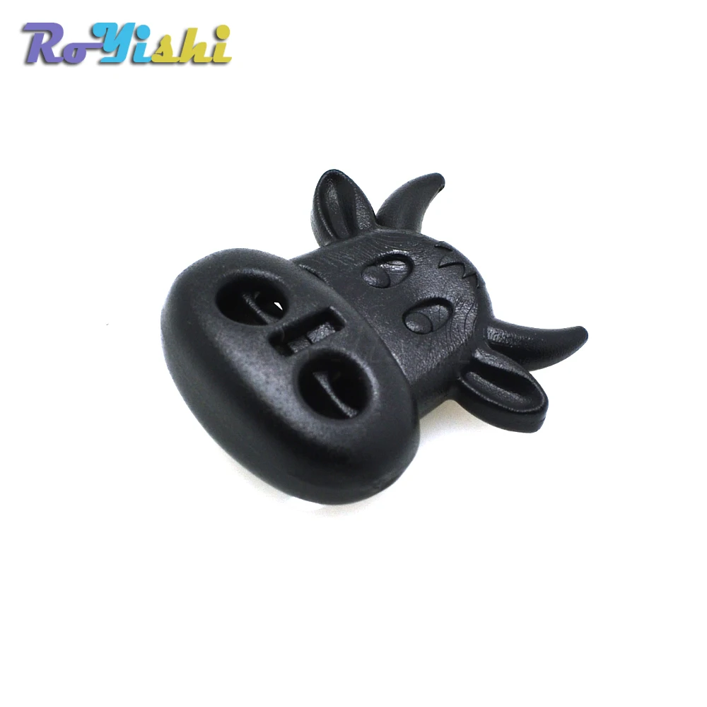 RoYishi Cord Lock Toggle Stopper Plastic Black Ox Cow Head Style Size: 28mm*24.5mm*8.8mm Toggle Clip