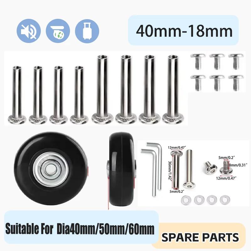 12-24-シルバー荷物ホイール交換部品（ネジ付き）スーツケースホイール交換アクセサリーアクスルスイベルホイール修理