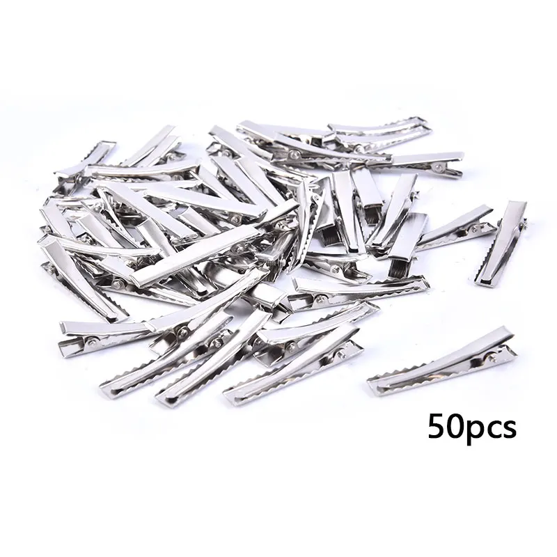 2026 NEW Bulk Alligator Professional Hair Clips 50pcs, Metal with Teeth for Secure Hold, Perfect Base for DIY Hair Accessories