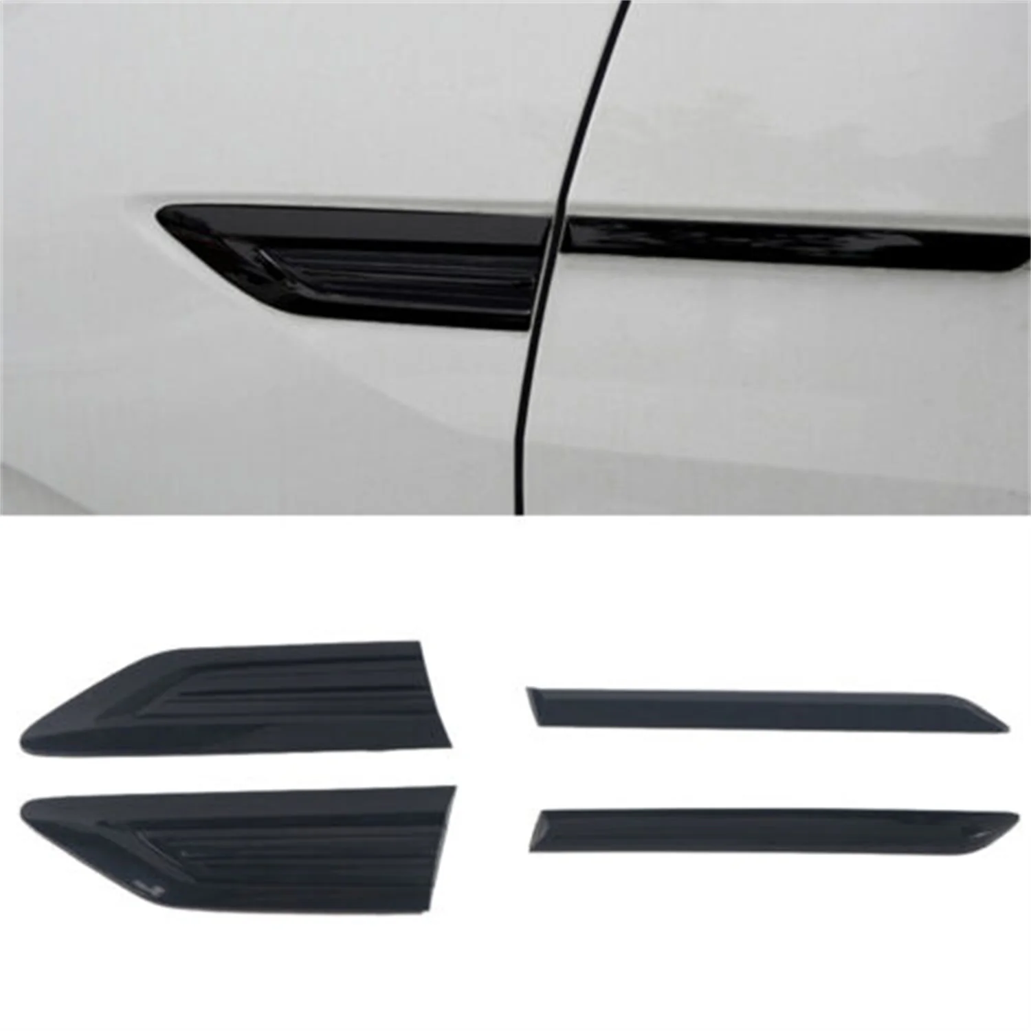 For Volkswagen VW Tiguan 2017 -2023 Black Exterior Side Wing Fender Emblem Badge Stickers Cover Trim ABS Plastic Accessories