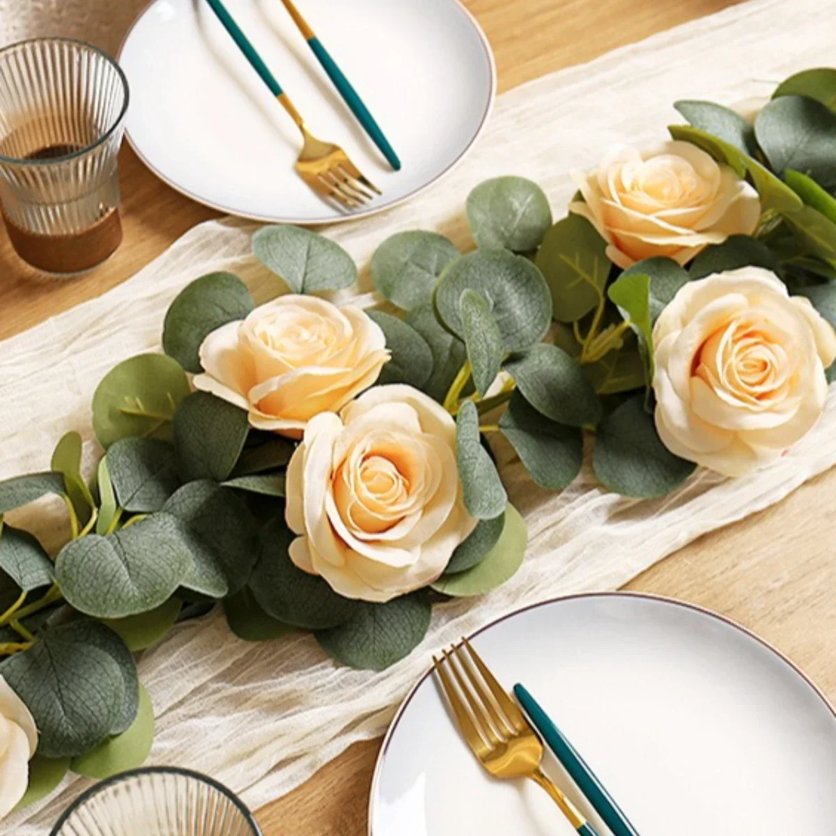 1PCS 175cm Artificial Eucalyptus Rose Vine Fake Money Leaf Garland Wedding Arch Table Decor Christmas Party Hanging Greenery